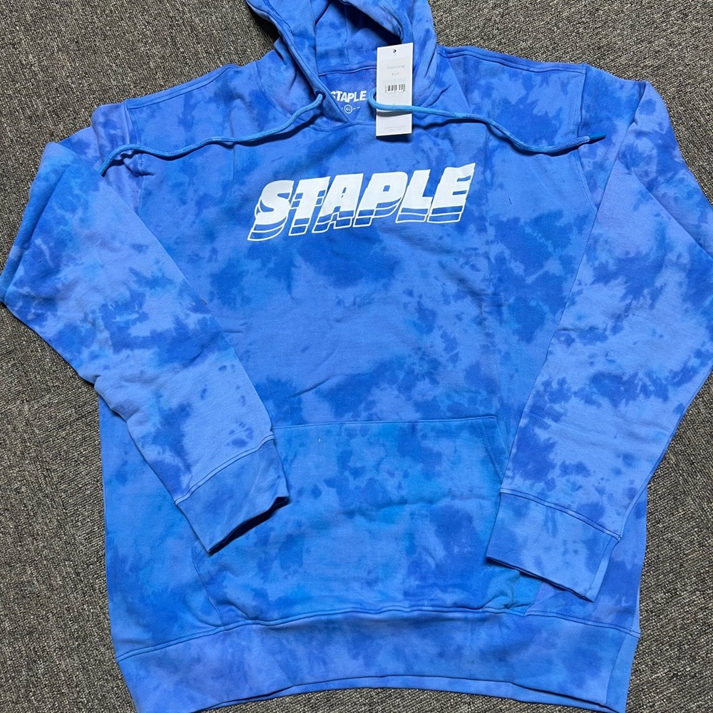 Staple Blue Tie-Dye Hoodie with White Logo.Mens XL or women’s Large
